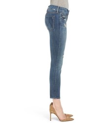 Mother The Looker Distressed Crop Skinny Jeans