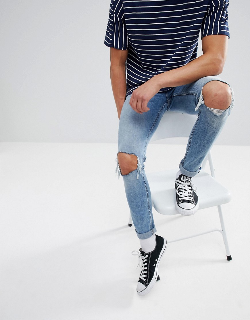 Monday Tight Skinny Jeans Out Knees, $46 | Asos | Lookastic