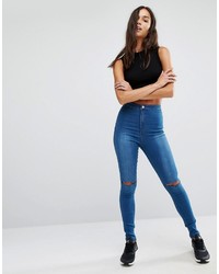 Missguided Vice High Waisted Super Stretch Ripped Knee Skinny Jean