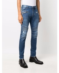 Balmain Zip Detail Biker Jeans