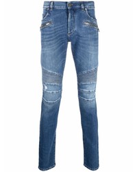Balmain Zip Detail Biker Jeans