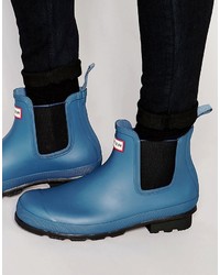 Blue Rubber Chelsea Boots
