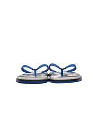 Fendi Navy And White Logo Flip Flops