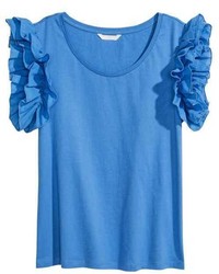 H&M Top With Ruffled Sleeves