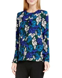 Vince Camuto Woodland Floral Print Ruffle Front Blouse
