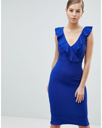 Blue Ruffle Bodycon Dress