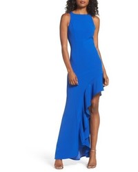 Blue Ruffle Evening Dress