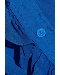 Preen Line Amata Ruffle Trimmed Crepe Midi Dress Bright Blue