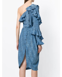 Philosophy di Lorenzo Serafini One Shoulder Ruffled Patterned Dress