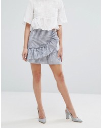 Miss Selfridge Stripe Ruffle Front Mini Skirt