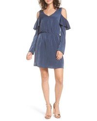 Everly Ruffle Satin Cold Shoulder Dress