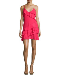 Parker Athens Silk Tiered Ruffled Mini Dress