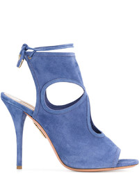 Aquazzura Blue Sexy Thing 110 Suede Sandals