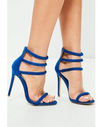 Missguided Rounded Strap Barely There Sandals Cobalt Blue