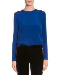 Tom Ford Long Sleeve Jewel Neck Top Yves Blue