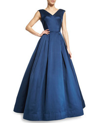 Blue Satin Evening Dress