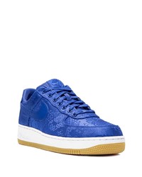 Nike X Clot Air Force 1 Blue Silk Sneakers