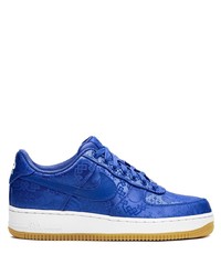Nike X Clot Air Force 1 Blue Silk Sneakers