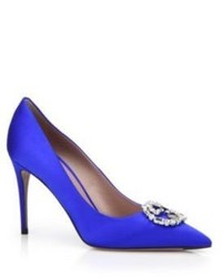 Gucci Gg Crystal Satin Point Toe Pumps