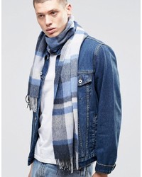 Asos Brand Lambswool Scarf In Blue