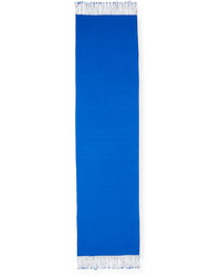 Neiman Marcus Cashmere Wool Twill Fringe Scarf Cobalt Blue