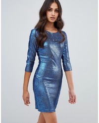 Blue Sequin Bodycon Dress