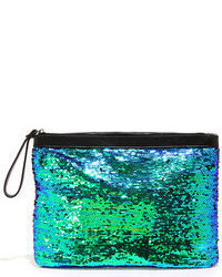 Camera Ready Blue And Green Sequin Clutch