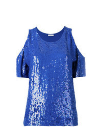 Blue Sequin Crew-neck T-shirt