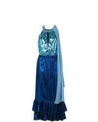 Blue Sequin Evening Dress