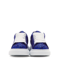 Alexander McQueen Blue Crystal Glitter Oversized Sneakers