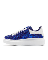 Alexander McQueen Blue Crystal Glitter Oversized Sneakers