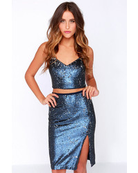 Lush Mermaid To Order Navy Blue Sequin Skirt