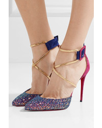 Christian Louboutin Suzanna 100 Med Glittered Suede Pumps