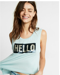 Express Color Change Hello Bye Sequin Muscle Tank