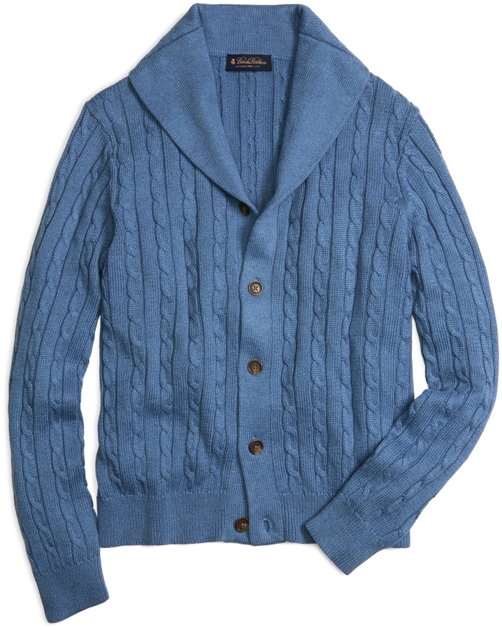 Brooks Brothers Shawl Collar Cable Knit Cardigan | Where to buy & how ...
