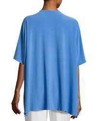 Caroline Rose Knit Open Front Cardigan Medium Blue Plus Size