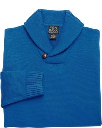 Blue Shawl-Neck Sweater