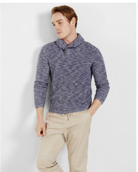 Express Marled Cotton Zip Shawl Collar Sweater