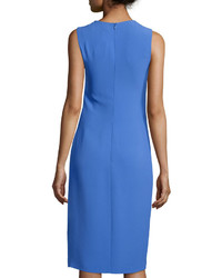 Ralph Lauren Collection Sleeveless Jewel Neck Faux Wrap Dress French Blue