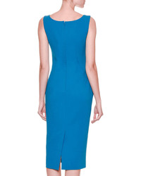 Dolce & Gabbana Sleeveless Round Neck Sheath Dress Petrol Blue