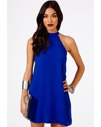 Missguided Nikola Halterneck Shift Dress In Cobalt Blue