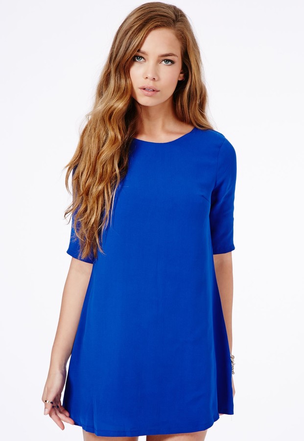 Missguided Ponika Swing Shift Dress In Cobalt Blue, $45 | Missguided ...