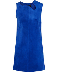 Victoria Beckham Suede Mini Dress Cobalt Blue
