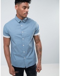 Asos Laundered Shirt In Regular Fit In Blue