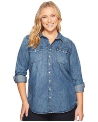 Lucky Brand Plus Size Western Shirt Long Sleeve Button Up