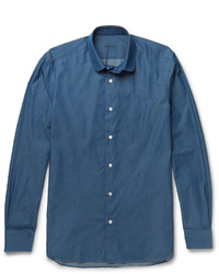 Caruso Slim Fit Penny Collar Cotton Chambray Shirt