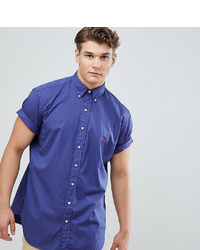 Polo Ralph Lauren Big Tall Short Sleeve Gart Dyed Shirt Player Logo In Navy