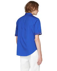 Alexander McQueen Blue Logo Tape Brad Pitt Short Sleeve Shirt
