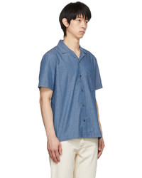 A.P.C. Blue Pinstripe Edd Bowling Shirt