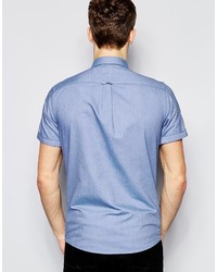 Asos Brand Oxford Shirt In Sky Blue With Short Sleeves